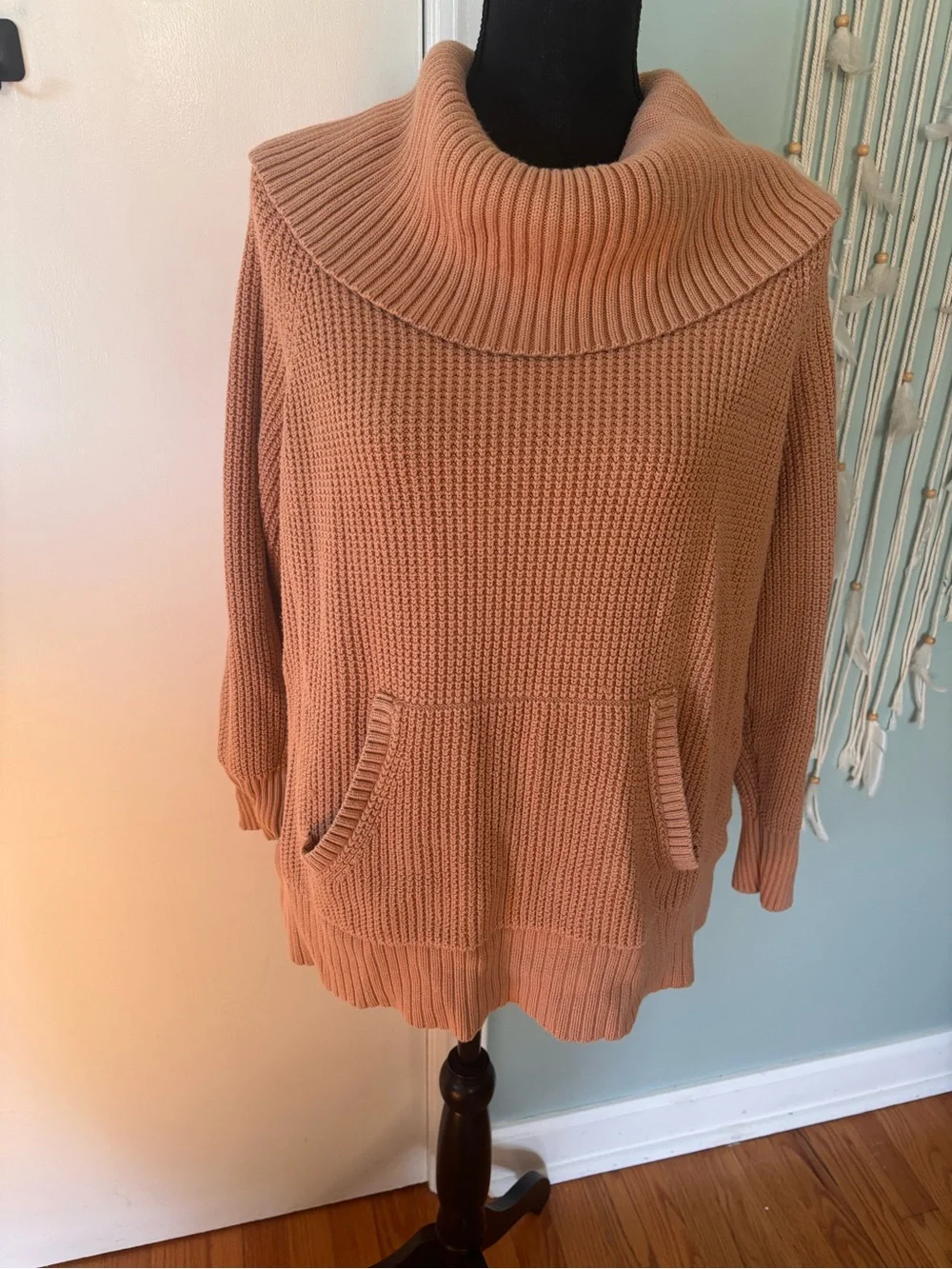 Michael Kors Chunky Ribbed Cowl Neck Sweater - Dusty Tan